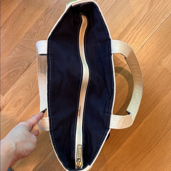 Vtg L.L. Bean Boat N’ Tote Striped Bag Medium Blue Green - Picture 6 of 10